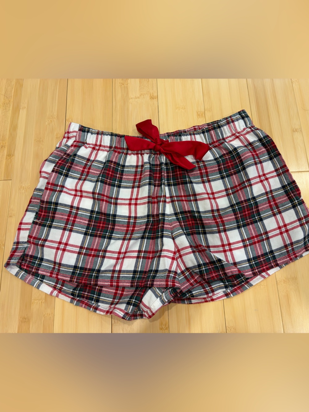 Hollister Red Green Navy Plaid Sleep Shorts